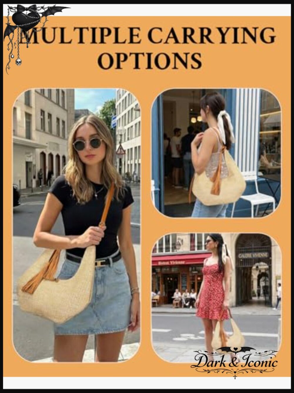 Hobo Shoulder Bag for Women Summer Beach Crescent Crossbody Purse - Picture 3 of 7